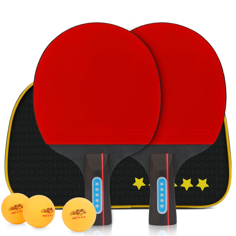 

2 Pack Set Ping Pong Double Shot Genuine Beginner Student Ping Pong Training Competition Table Tennis Racket Set Ping Pong Set
