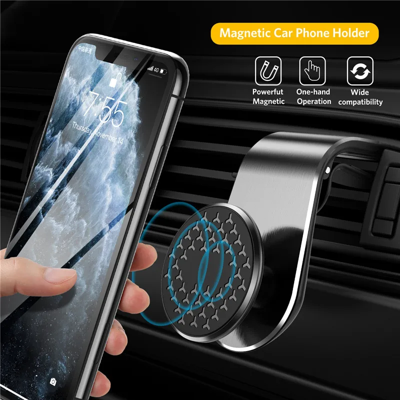 360 Metal Magnetic Car Phone Holder Stand Magnet Mobile phone Stand For iPhone 8 11 XS Max redmi note 8 Mini Air Vent Clip Mount
