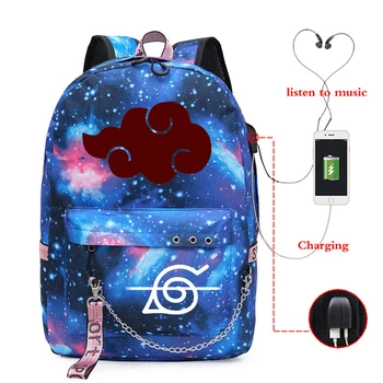 

Anime Backpack Naruto School Backpacks Bag Sharingan USB Laptop Bags Pack Teenagers Boys Girls School Bags Women Men Knapsack