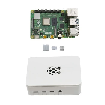 

For Raspberry Pi 4 Model B 4G RAM ABS Case with Silver Heatsinks Support 2.4 / 5.0 GHz WIFI Bluetooth 5.0 for RPI 4 DIY Kit(Whit
