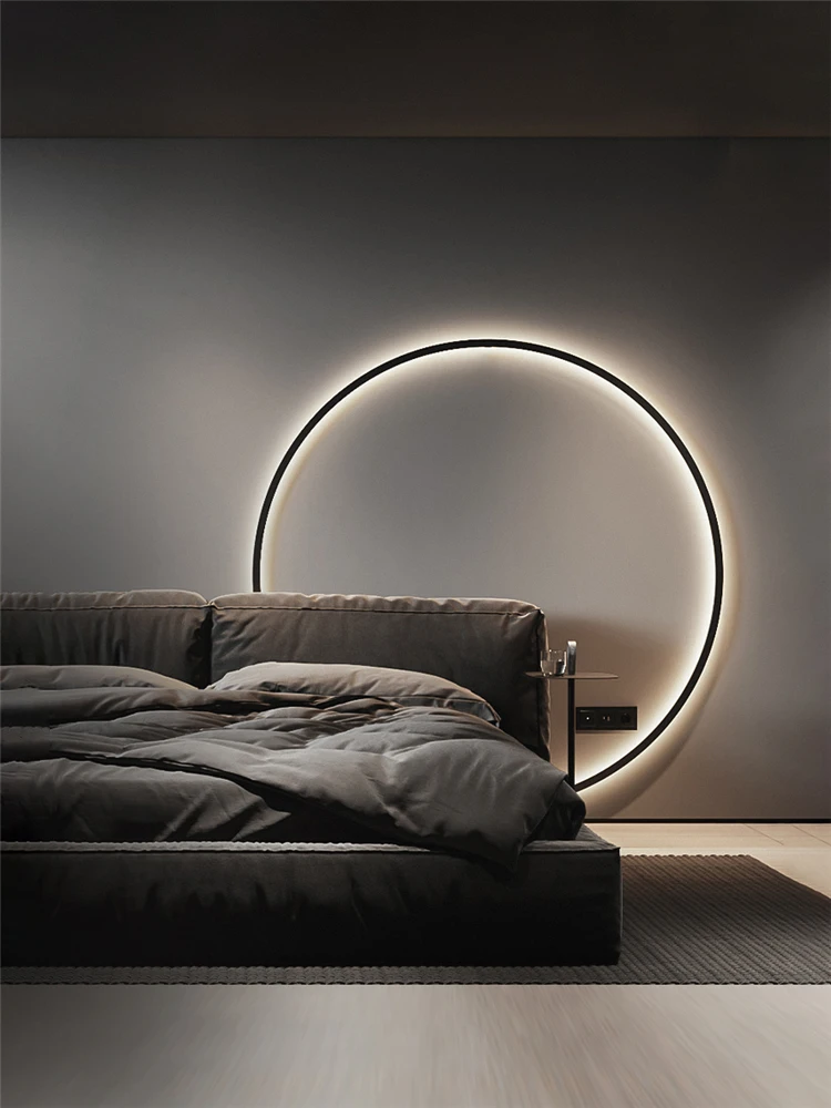 Permalink to Minimalist wall lamp living room decoration led wall light Designer ring atmosphere lamp Nordic Halo decor Lighting with plug