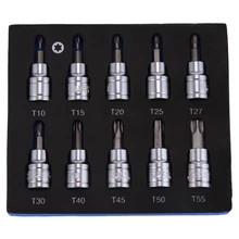 Ensemble de douilles de perceuse à clé étoile, ensemble de douilles de perceuse à clé étoile à manchon d'entraînement de 3/8 pouces en acier au Chrome Vanadium T10 T55