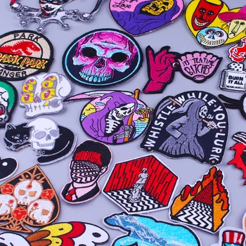 

Grim Reaper Patch Iron On Patches For Clothing Hippie Embroidered Patches On Clothes Punk Skull Joker Patch On Clothes Stickers
