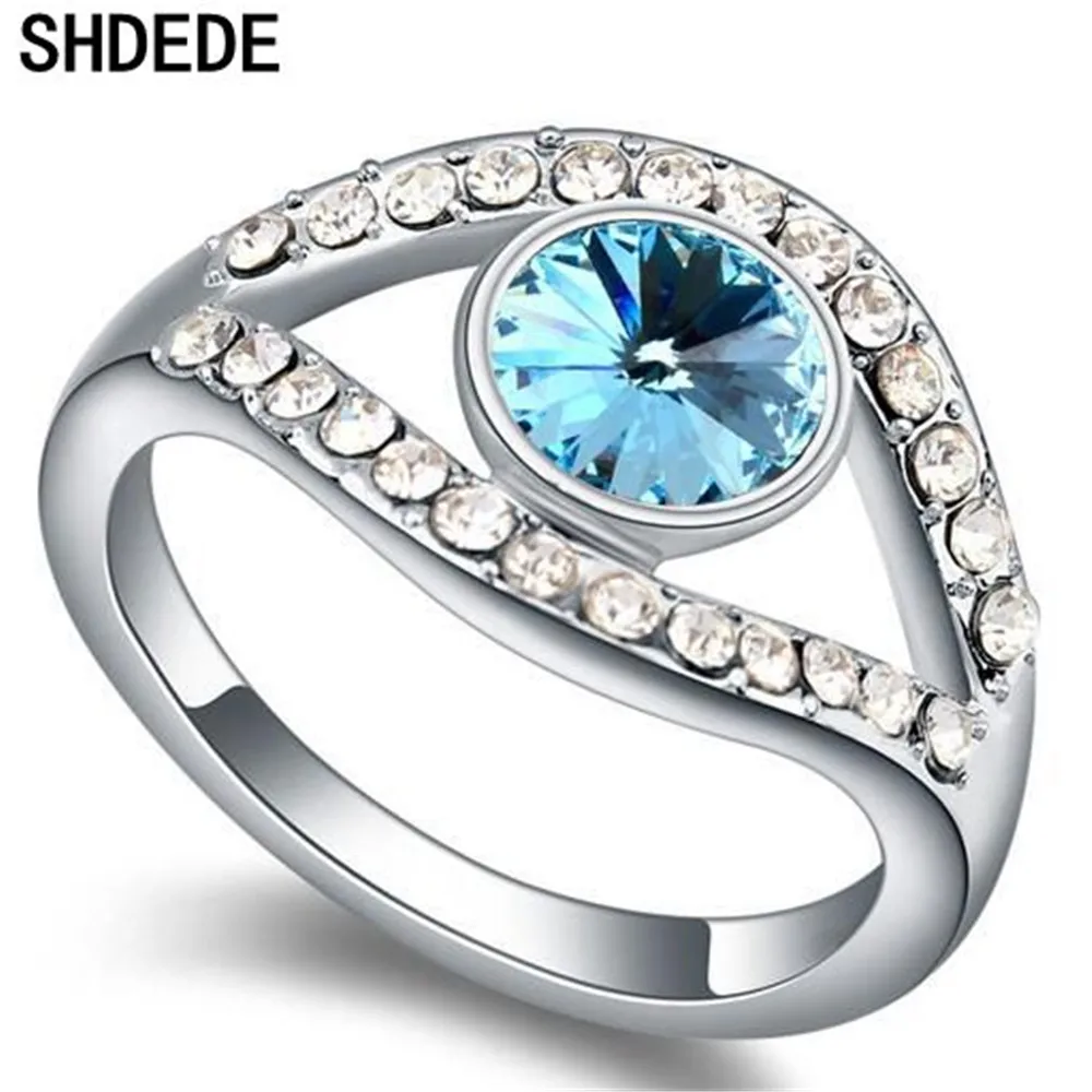 SHDEDE кристаллы от Swarovski палец кольца для свадебное кольцо для женщин модные ювелирные изделия для вечернего наряда вечерние юбилей подарок-16948