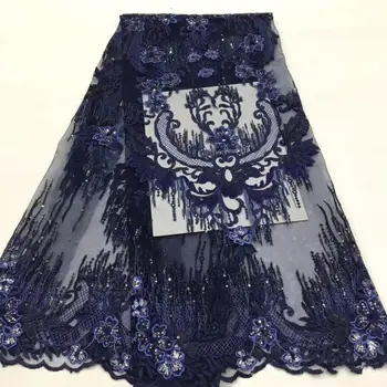 

Royal Blue Sequins Lace Fabric for Women Wedding Dress African Lace Fabrics with Sequins French Tulle Mesh Lace Bridal Materials