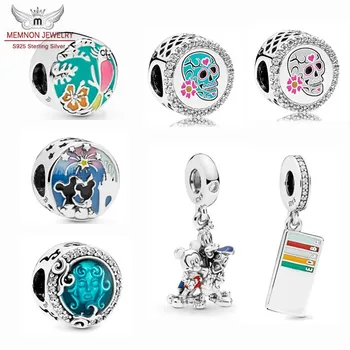 

TOP quality 925 Sterling Silver My Mouse Parks pink lady dog mom charms beads Fit European Brand Bracelet DIY pendant Jewelry