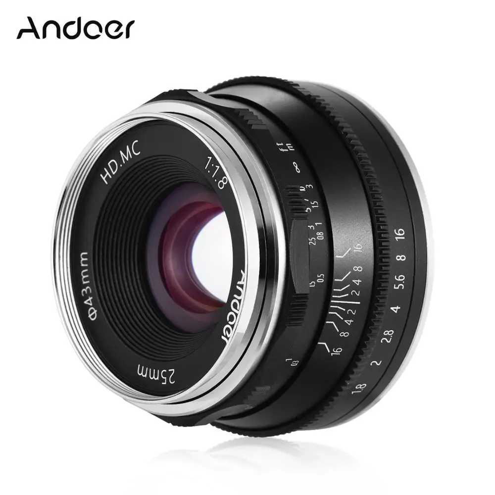 Объектив Andoer 25 мм F1.8 с ручной фокусировкой большая диафрагма беззеркальная