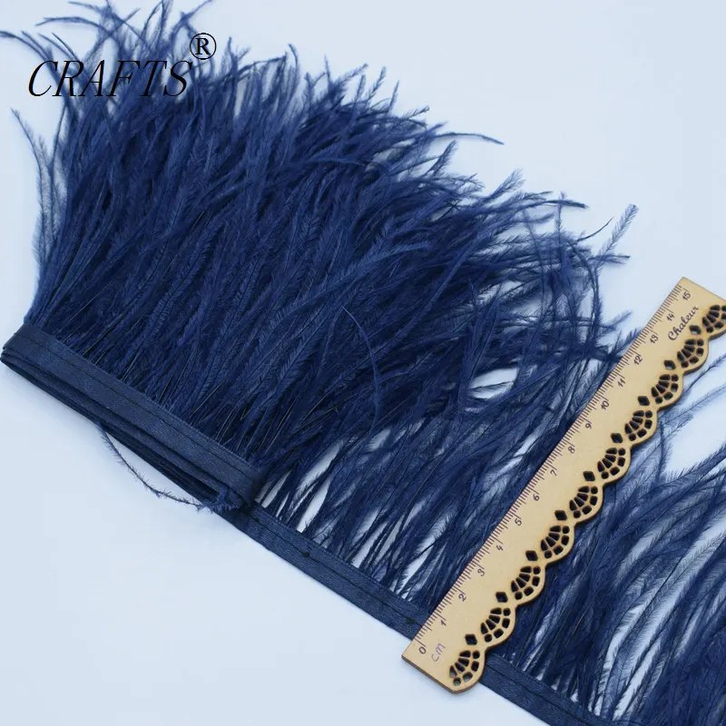10 м качество страусиные перья обрезать ткань боковая лента/ремень юбка/платье/костюм/ювелирные изделия 10-15 см - Цвет: Dark blue