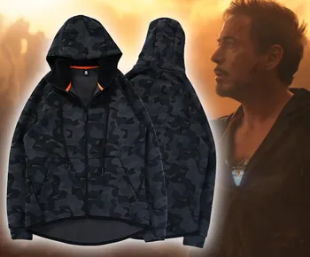 

Avengers 3 Infinity War Iron Man Tony Stark MK50 Cosplay Hooded Jacket Camo Printed Zipper Sweater