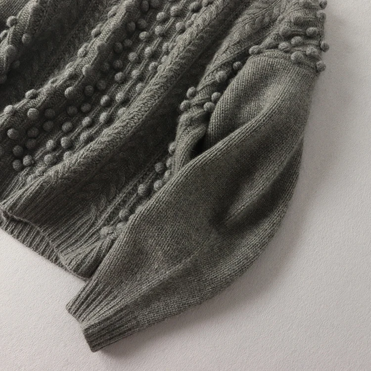 Aliaga чистый кашемировый свитер с воротом для женщин высокое качество фонари рукава вязаный зимний толстый бонбонс пуловер