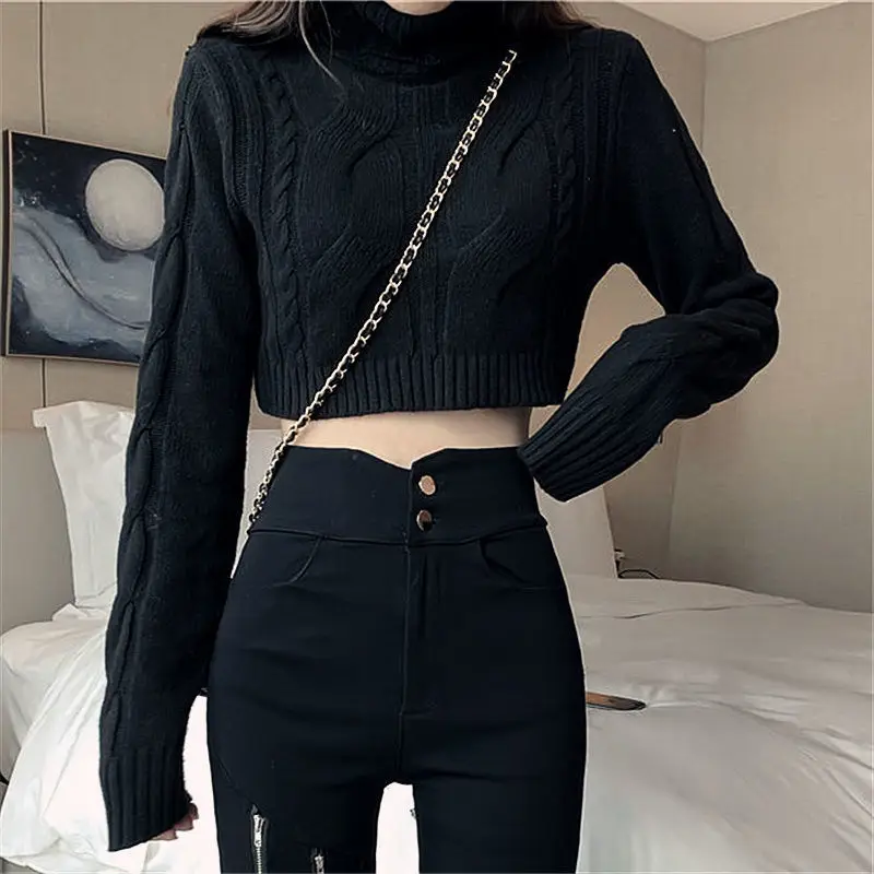 

Autumn/winter new thickened long-sleeve Korean version sweater female versatile short turtleneck loose bottom sweater