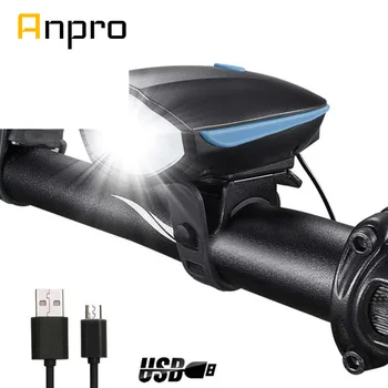 

Anpro Bicycle Bell USB Charging Flashlight Bike Horn Light Headlight Cycling Multifunction Ultra Bright Electric 120db Horn Bell