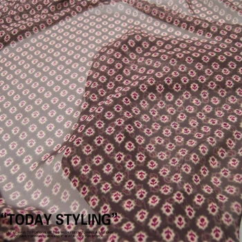 

LEO&LIN Regular Brown Small Flower Silk Georgette Chiffon Clothing Fabric DIY Sewing