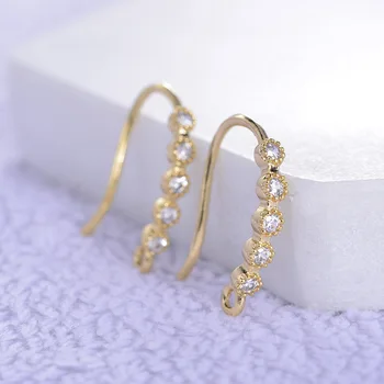 

6PCS Height 15MM 24K Gold Color Brass with Zircon Earrings Hooks High Quality Diy Jewelry Findings Accessories