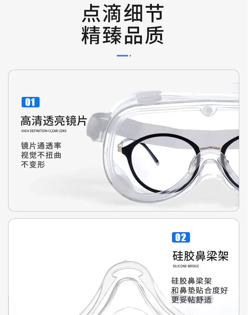 Anti droplet Medical glassesTransparent Protective Glasses Safety Goggles Anti-Splash Wind-Proof Work Safety Glasses Research