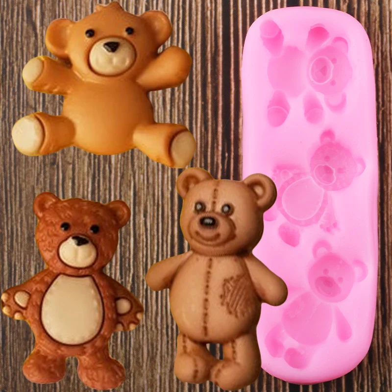 Cute Baby Bears Silicone Molds Polymer Clay Candy Chocolate Gumpaste Mold Diy Party Cupcake
