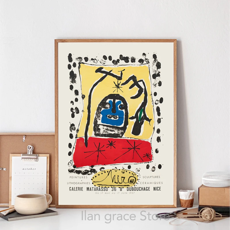 Joan Miro Vintage Abstract Exhibition Posters and Prints Famous Painting  Wall Art Pictures Prints Scandinavian Style Decoration