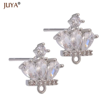 

JUYA 1 Pair Copper Zircon Handmade DIY Earrings Accessories Gold//Rose gold/Black Color Jewelry Earring Findings Supplies