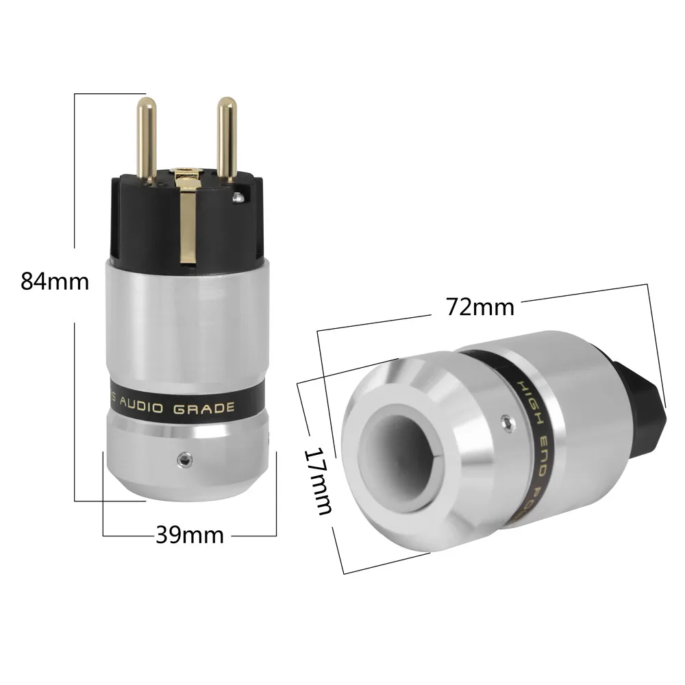 Hi-End Gold Plated Schuko Power plug IEC Connector for DIY Mains EU power cable