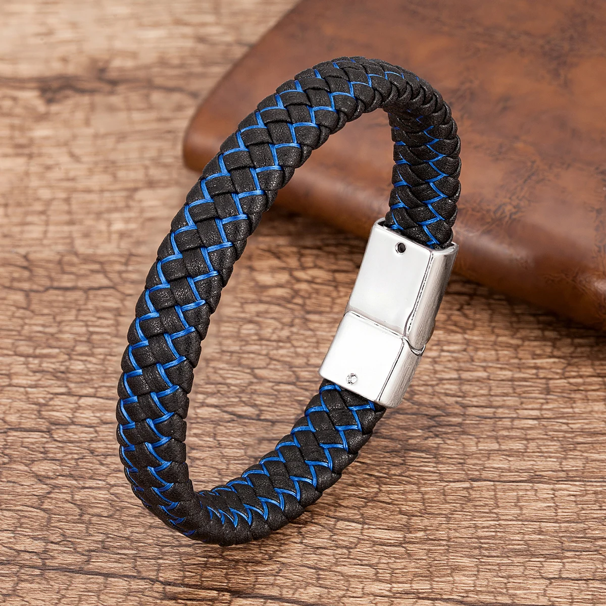 Bracelet Jewelry Fashion Genuine Leather Bracelet Men Black Braided Rope Bracelets For Male Metal Magnetic Clasp Bangles Jewelry