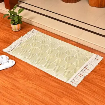 

Cotton Thread Handmade Weave Geometric Tassel Modern Nordic Carpet Kitchen Door Floor Bedding BathRoom Mats