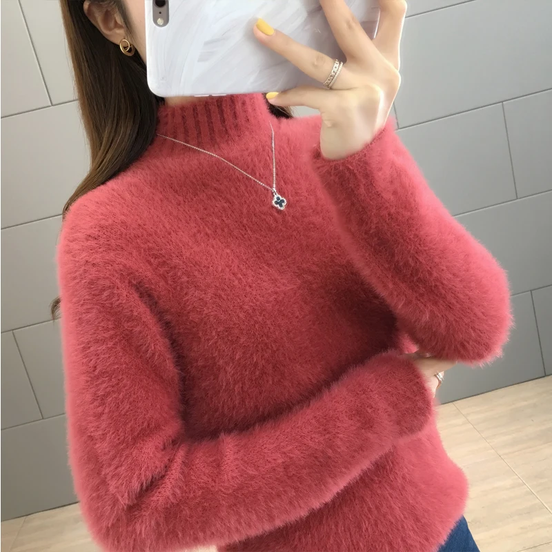 

Women's Sweater 2020 Chic Fall Winter Thick Pullovers Long Sleeve Casual Warm Basic Turtleneck Sweater Female Knit Jumpers Tops