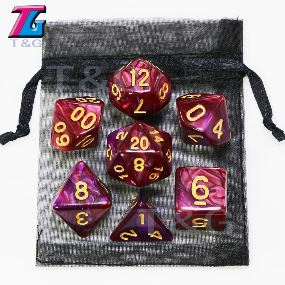 Mix Dice Set with Bag 9 Colors DND RPG Portable Toys for Adults Kids TRPG D4-D20 Game Dice