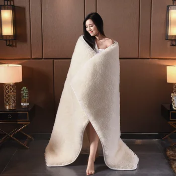 

2020 New White Bed Fitted Sheet Imitation Lamb Cashmere Bed Warm Matterss Bed Cover 1pc Padded 180*200 Cushion Cotton Bedspread