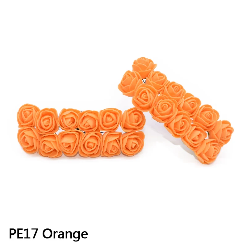72 шт/144 шт многоцветные мини поролоновые розы искусственные фоамиран цветок свадебные цветочные украшения для самодельного изготовления венок подарочные принадлежности - Цвет: PE17