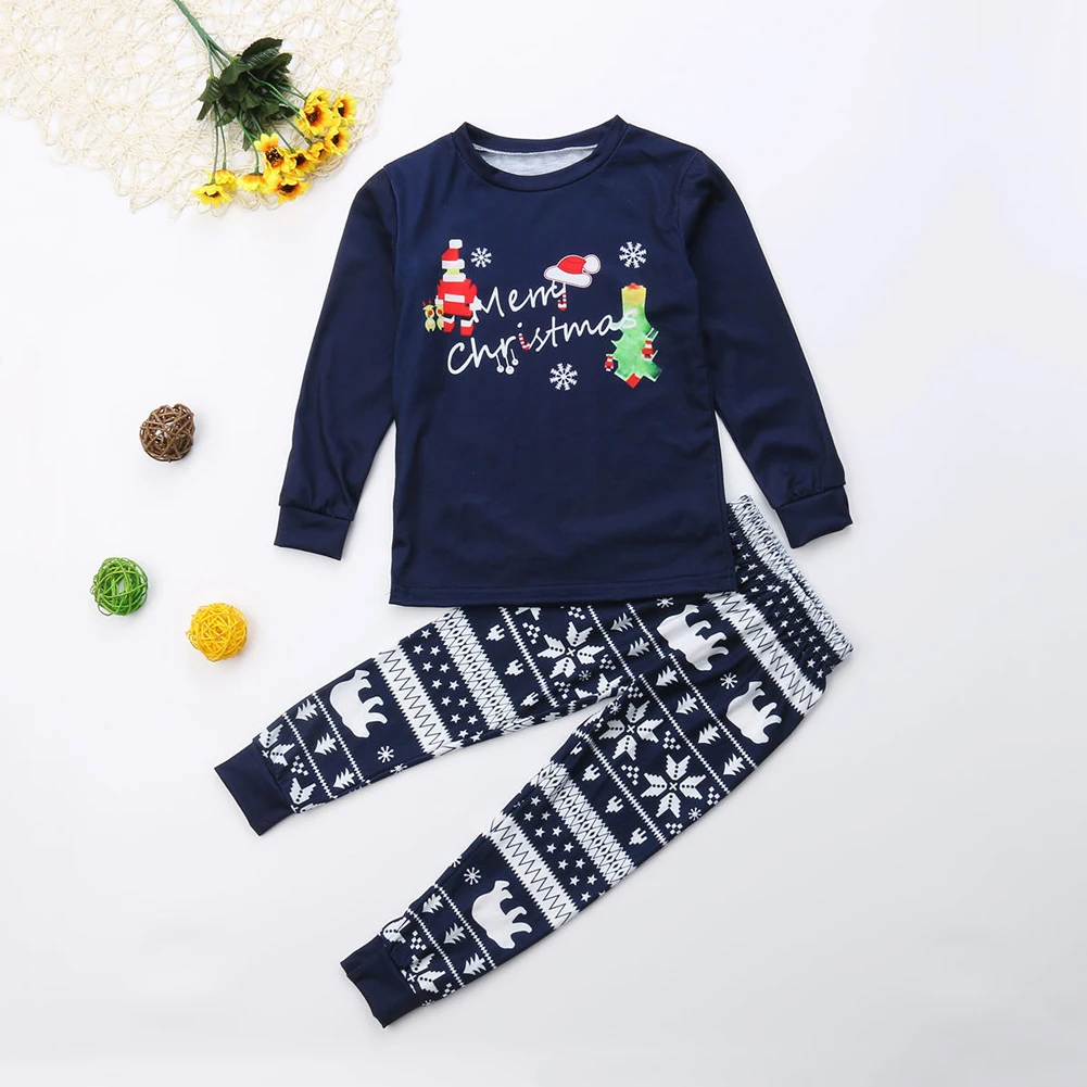 Рождественские одинаковые пижамы для всей семьи, Пижамный набор для папы, мамы и детей, детская Рождественская мягкая хлопковая одежда, комплект одежды для сна, Топы+ штаны, комплекты одежды