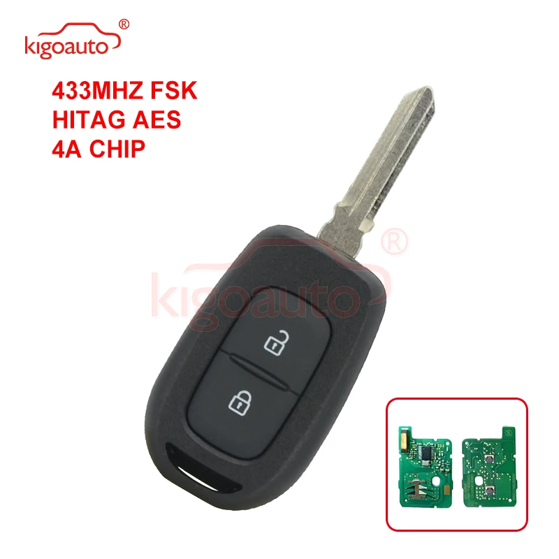 Пульт дистанционного управления Kigoauto 2 кнопки 433 МГц чип FSK Hitag для Renault Duster Kwid Sandero