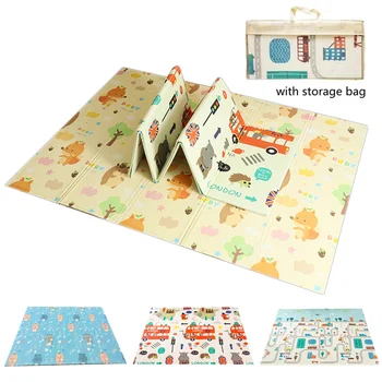 Esteras de juego de 200x150x0,5 cm manta para gatear para bebé, alfombra suave para suelo plegable, tapete impermeable para niños pequeños