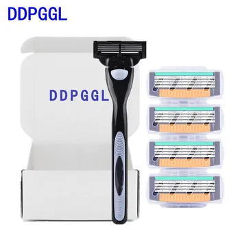 

DDDPGGL 1pcs holder 4pcs blades Men 4 Layers Shaver Razor Blades Manual Hair Remover High Quality Shaving Razor Cartridge