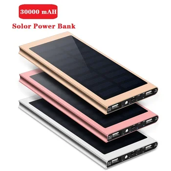 

30000mah solar Power Bank External Battery charge Dual USB Powerbank Portable phone Charger for Xiaomi iPhone 8 XS max