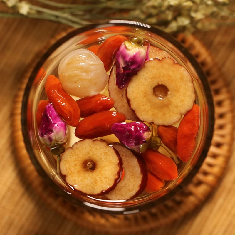 Fuhai Donghai ginseng, longan, medlar, red dates, tea, nourishing qi, blood, tea, rose tea, health tea, beauty and beauty