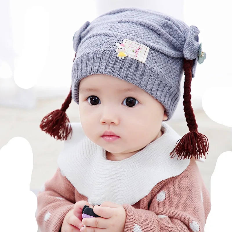 CYSINCOS детская шапка s Хлопковая шапочка для младенца осень зима парик шляпы детские для девочки дети шляпа шерсть вязаная детская шапка с наушниками