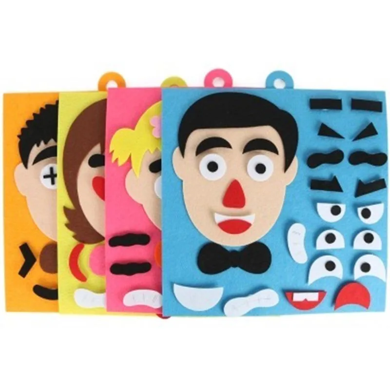  Facial Expressions DIY Felt Fabric Handmade Stickers Toys for Children Emotion Change Puzzle Teachi - 4000418512186