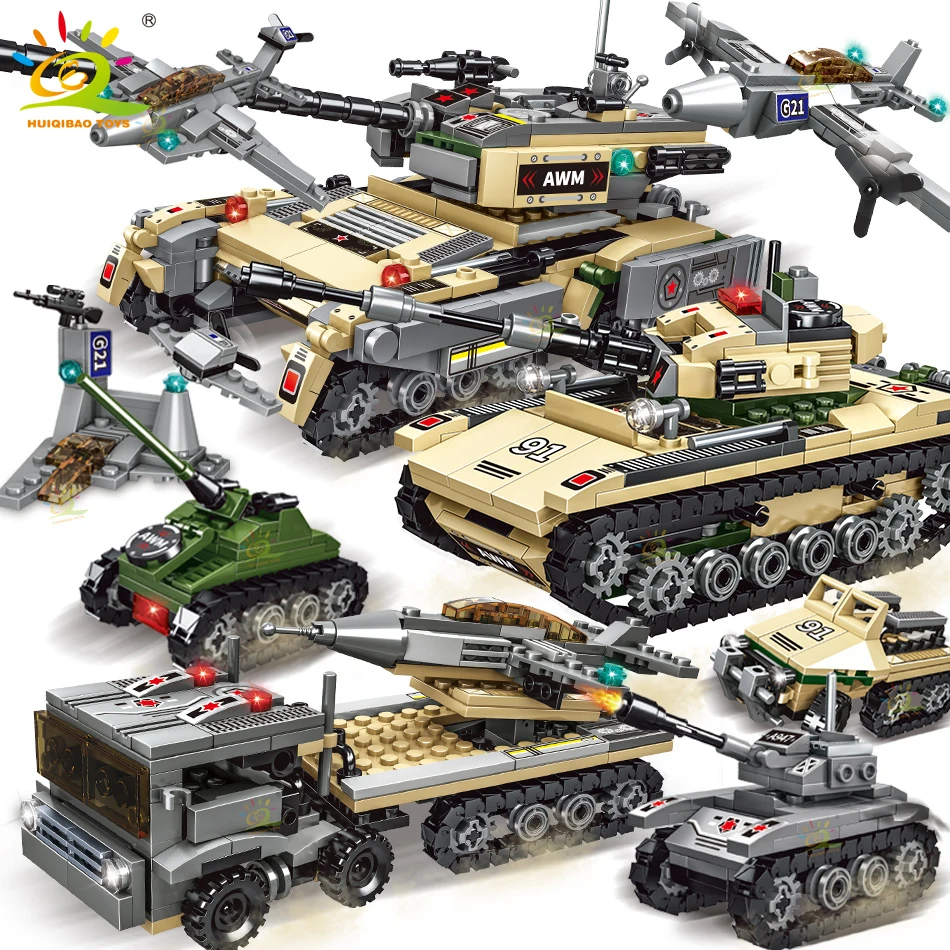 NEW IN BOX Building Blocks Set Tank Military Transport Toy DIY Model Gift 8in1 