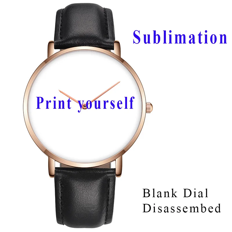 

Sublimation Blank Dial Men Thin Watch 2 Hands Print Yourself Disassembled Accept Wholesale