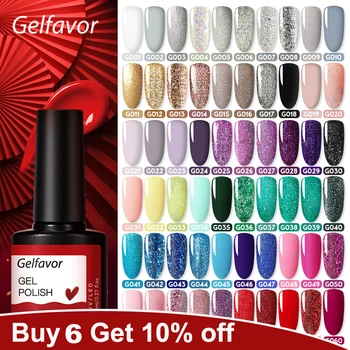 

Gelfavor 8ml Gel Nail Polish Glitter For Manicure set nail art Semi platium UV LED Lamp Nail varnishes Base top coat Gel lacquer