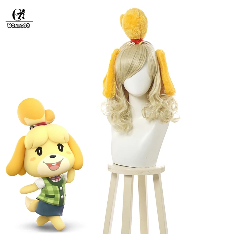 Rolecos Animal Crossing Isabelle Cosplay Wig Sweet Lolita Wig 30cm Women Curly Hair Beige Gamenew Horizons Synthetic Costume Accessories Aliexpress
