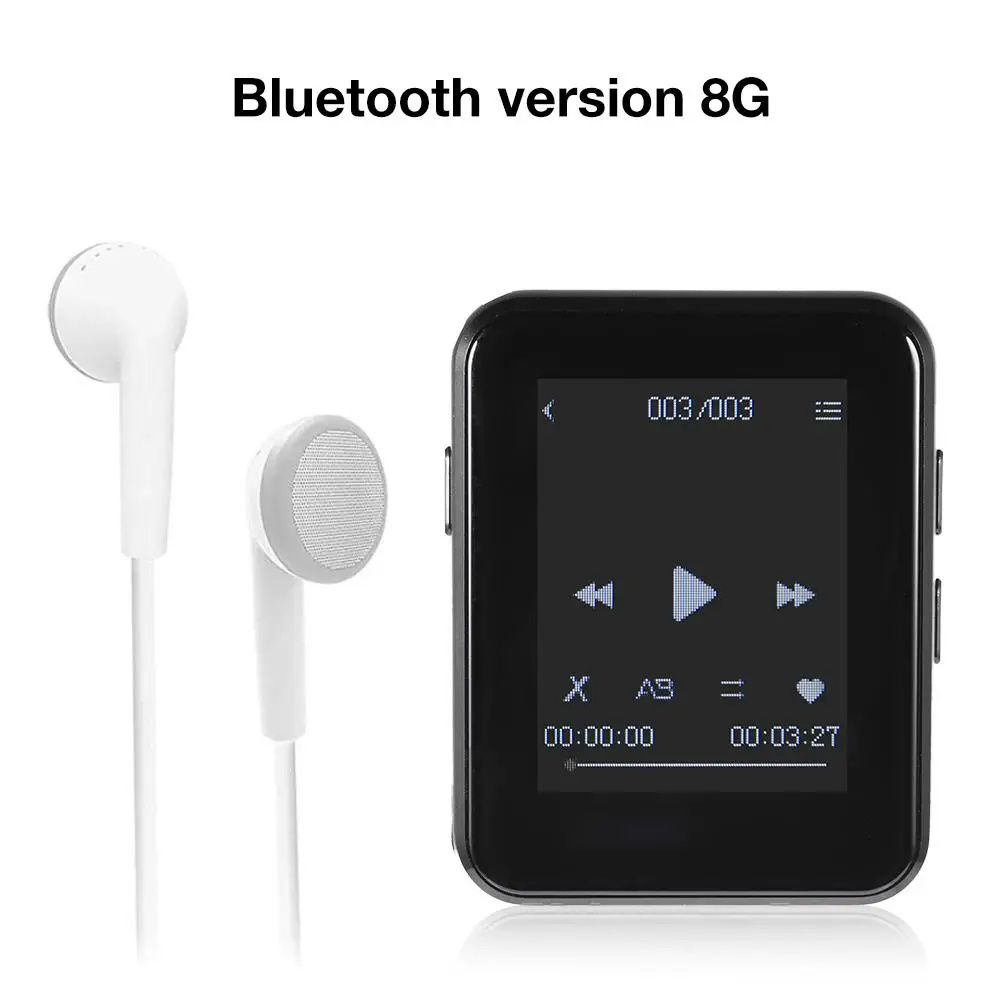 1,7 дюймов портативный Bluetooth 4,0 полный экран MP3-плеер 8 ГБ/16 ГБ сенсорный экран MP4 ультра тонкий Hifi Walkman MP5 металлический аудио плеер