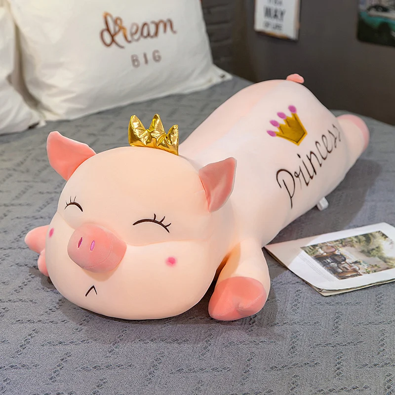 

Cute web celebrity crown stuffed pig doll cuddle pink cute crown squinted pig stuffed doll