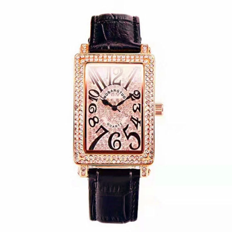 

2023 Women's Top Brand Luxury Leather Watch Fashion Simple Waterproof Square Girl Watch Diamond Female Gold Wristwatch