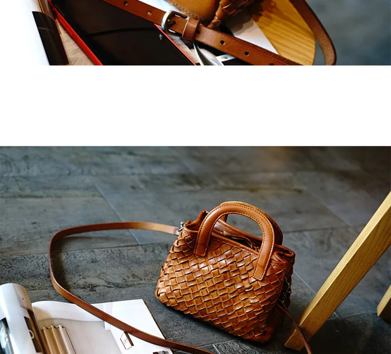 AETOO Head cowhide literature and art retro weaving small square bag, leather shoulder slant carry female bag