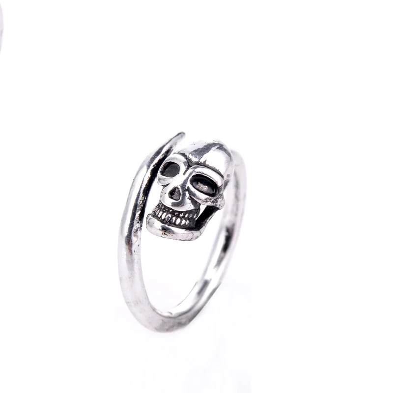 Ring Set Vintage Silver Color Skeleton For Women Men Fashion Hip Hop Adjustable