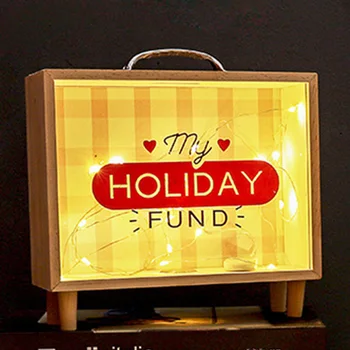 

Home Decor With Handle Bedroom Office Wooden Box Money Saving Safety Kindergarten For Kids Adults Piggy Bank Portable Desktop