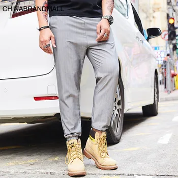 

super Brand Big size Men's Wear Fat Man Pants Plus Fat Plus Leisure Pants Stripes Fat Thin Section Trousers Male