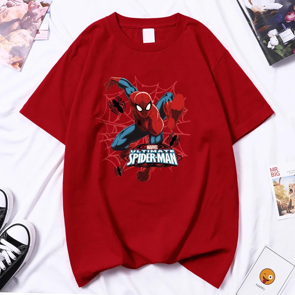 Marvel Spiderman T Shirt  Super hero Clothes women's Summer Short Sleeve Girls Tops Red Tees men Clothing Shirts Spider Tshirts graphic tees women