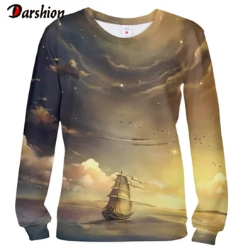 

Winter Men Long Sleeves O-Neck Casual Fitness 3D Printed Cool Sky Pattern Fashion Top Clothing O-neck Tops Drop Ship Long Sleeve